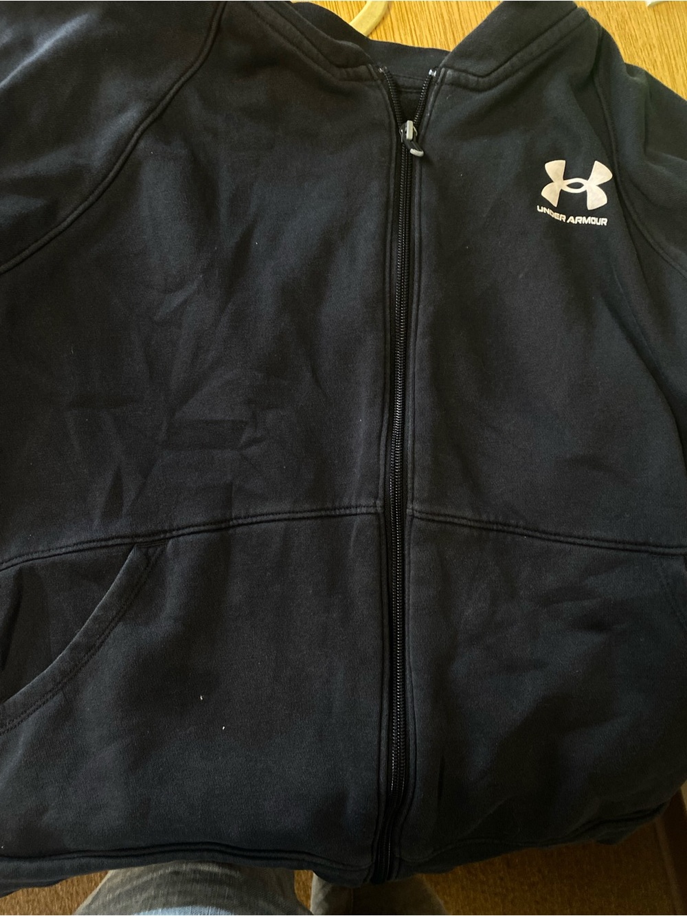 Under Armour Black Full-Zip Hoodie with White Logo